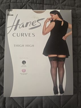 Hanes Curves Thigh High Stockings - Black